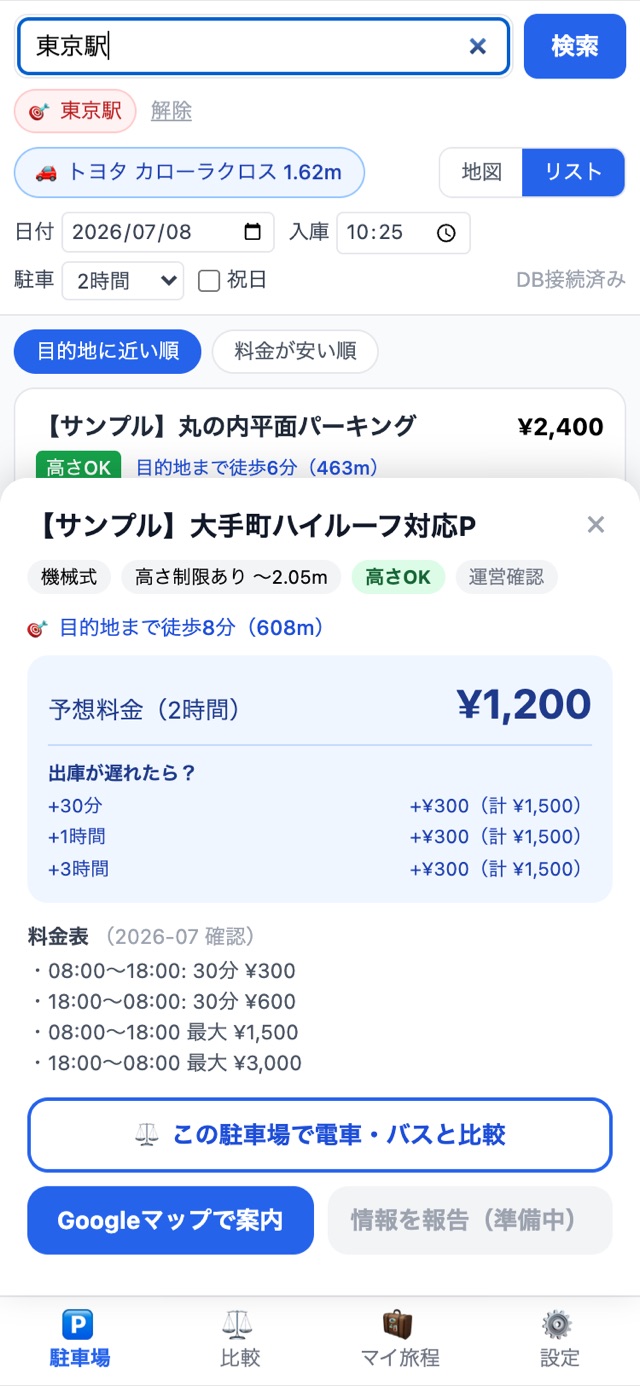 予想料金と「出庫が遅れたら?」シナリオ